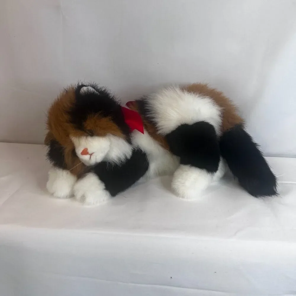 Ty Cat Maggie the Calico Cat 1995 Classic Line Plush Stuffed Animal Red Bow - Picture 8 of 10